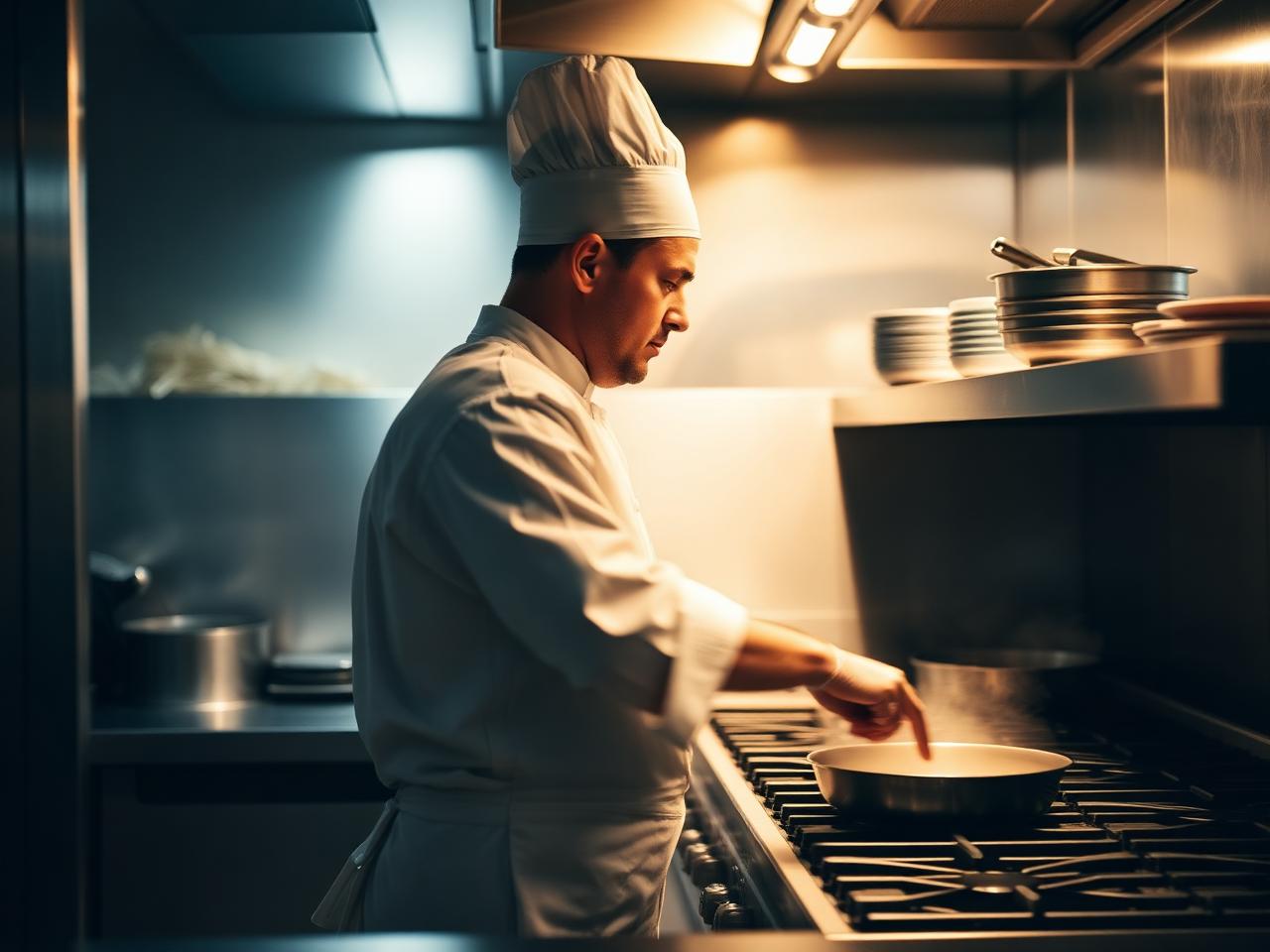 Chef working at a commercial range