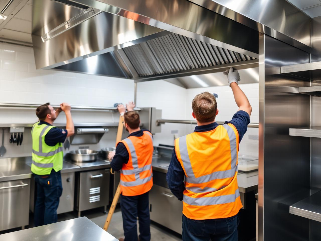 ProQuip team installing commercial kitchen equipment